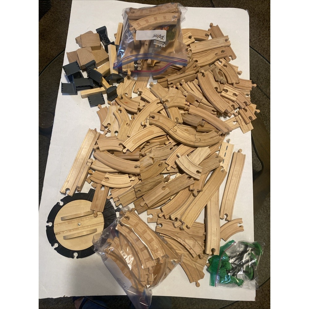 Vtg Thomas And Friends Wooden Railway Track Lot 166 Pcs Brio Compatible